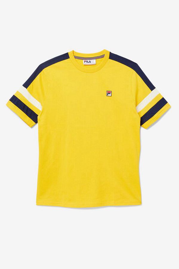 Camisetas Fila Hombre Amarillo / Azul Marino - Juan Sleeve - España 139850JRP